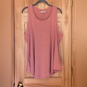 LOGO by Lori Goldstein Dusty Rose Linen Blend Tank Top 1X
